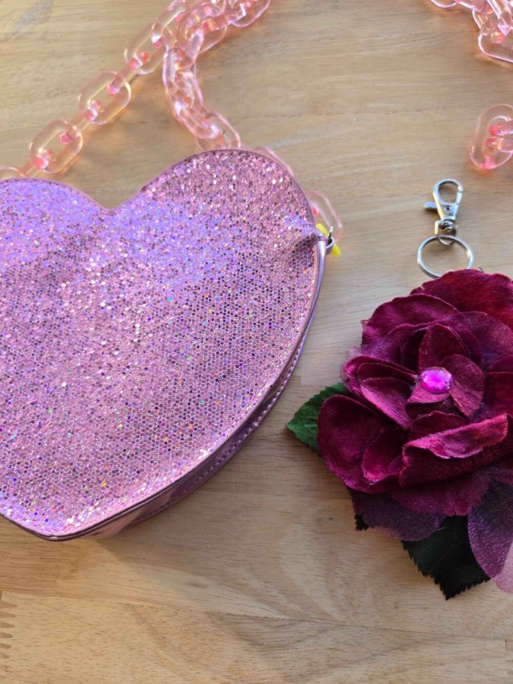 Pink Glitter Shoulder Bag Velvet Millinery Keychain Y2k-Style Coquette-inspo - Picture 12 of 16